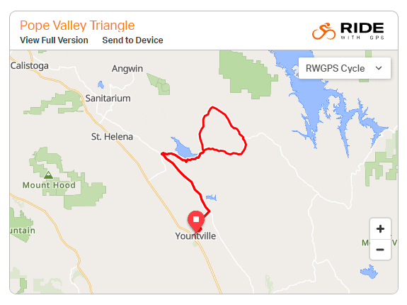 Map of Pope Valley Triangle bike route